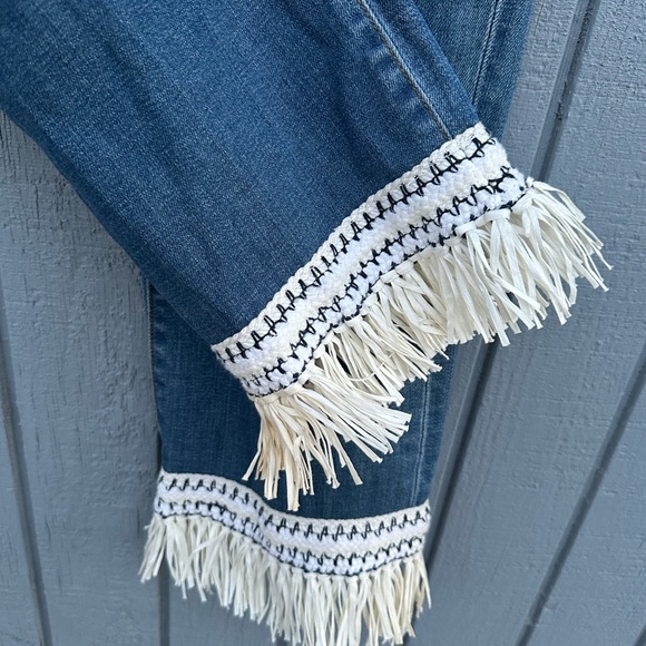 Tory Burch Connor Cropped Fringe Hem Jeans - Picture 5 of 7